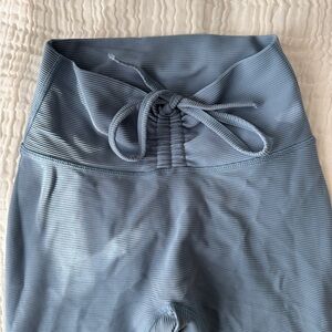 Ribbed Lace-Up Leggings in Sky blue